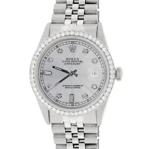 Rolex Datejust 36mm Steel Jubilee Watch with Silver Diamond Dial &amp; Diamond Bezel TFJ-142508176