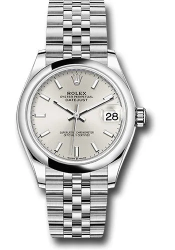 Rolex Steel and White Gold Datejust 31 Watch - Domed Bezel - Silver Index Dial - Jubilee Bracelet 278240 sij