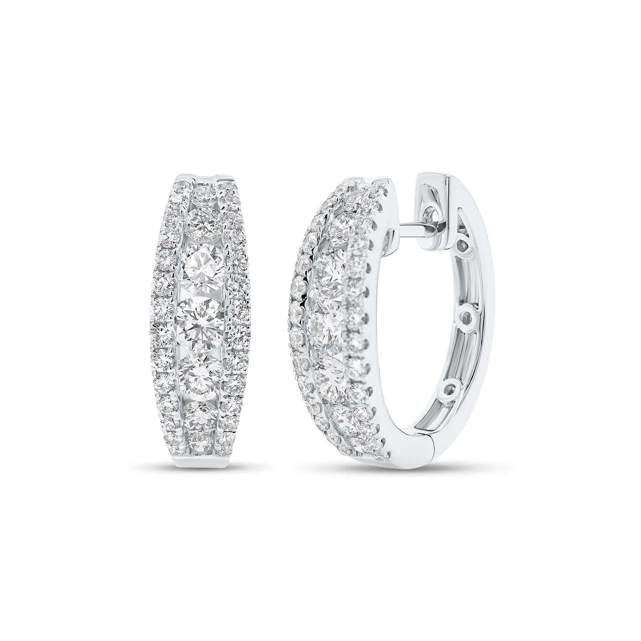 Round Diamond Tapered Large Huggie Earrings