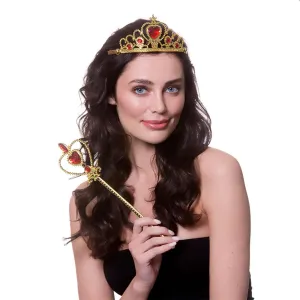 Royal Crown Tiara & Sceptre Gold Red Jewels Fancy Dress