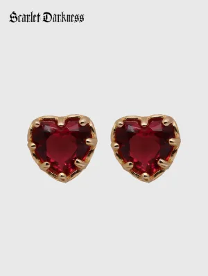 Ruby Heart shaped Earrings Garnet