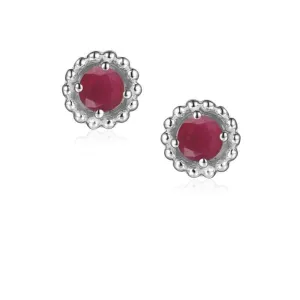 Ruby Silver Birthstone Earrings - July