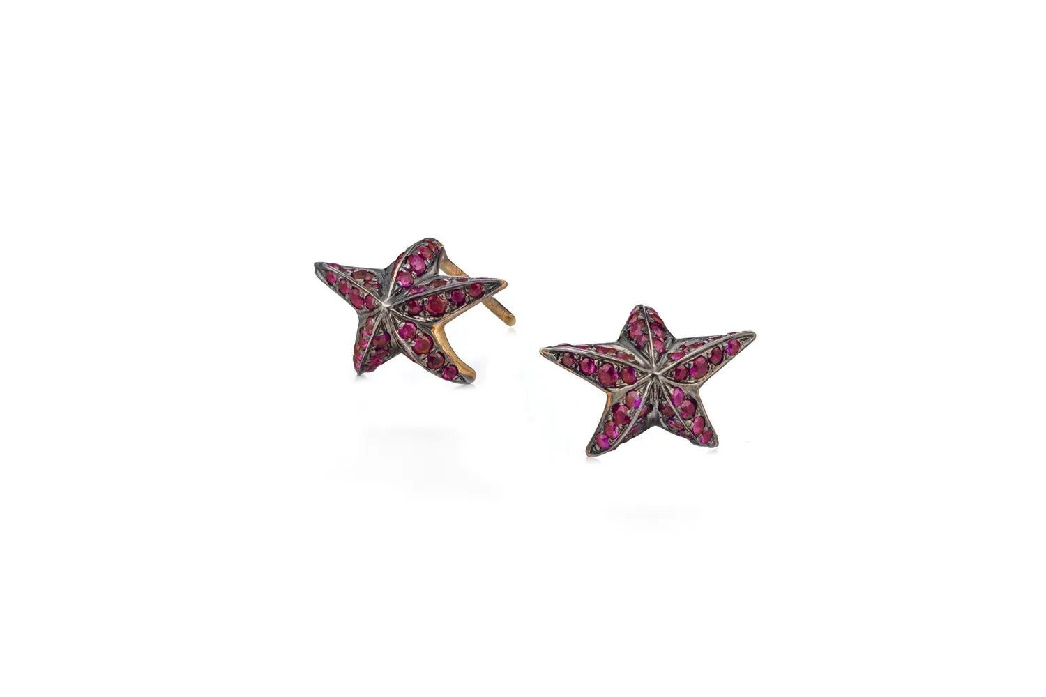 Ruby Star Stud Earrings