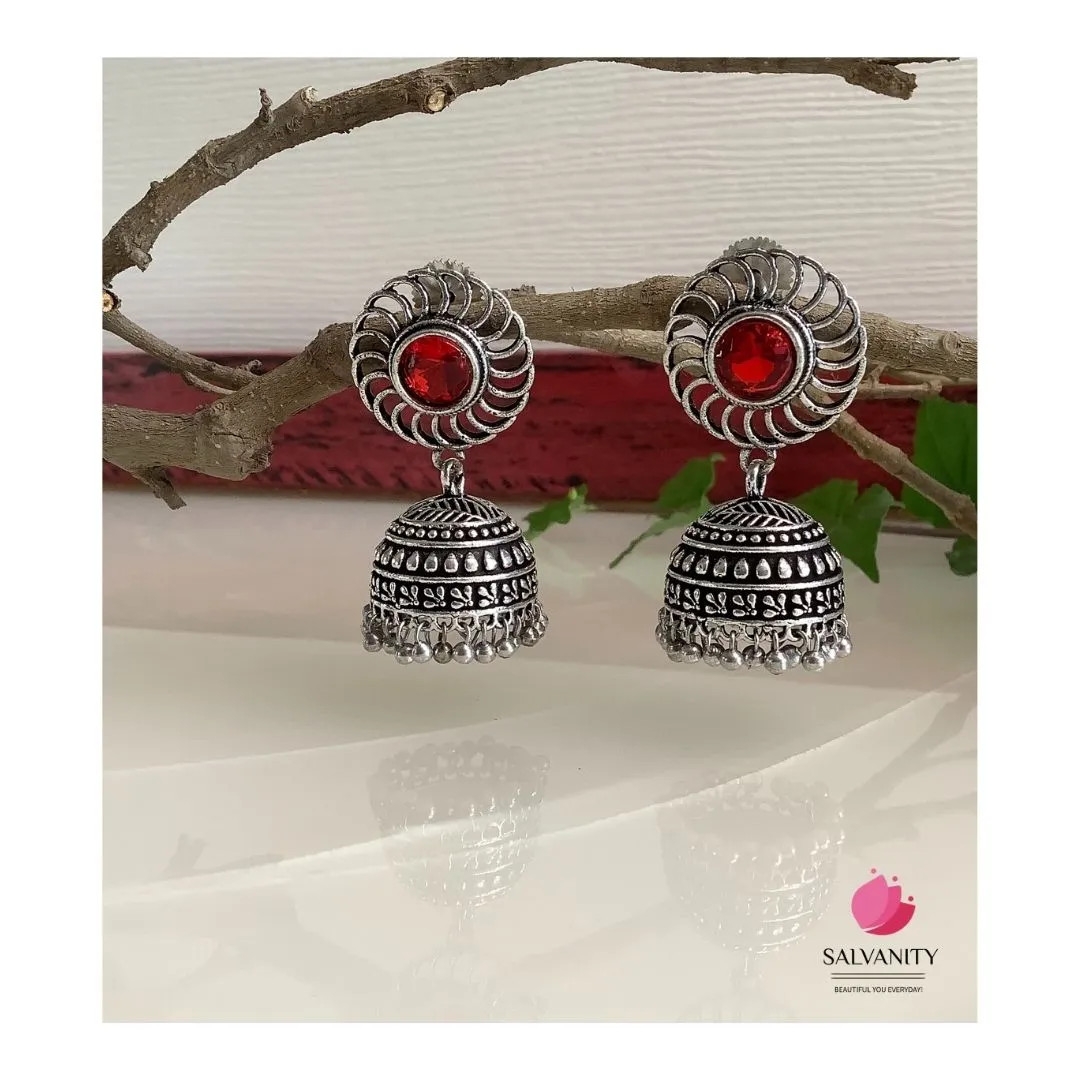 Salvanity German Silver Chakra Jhumki