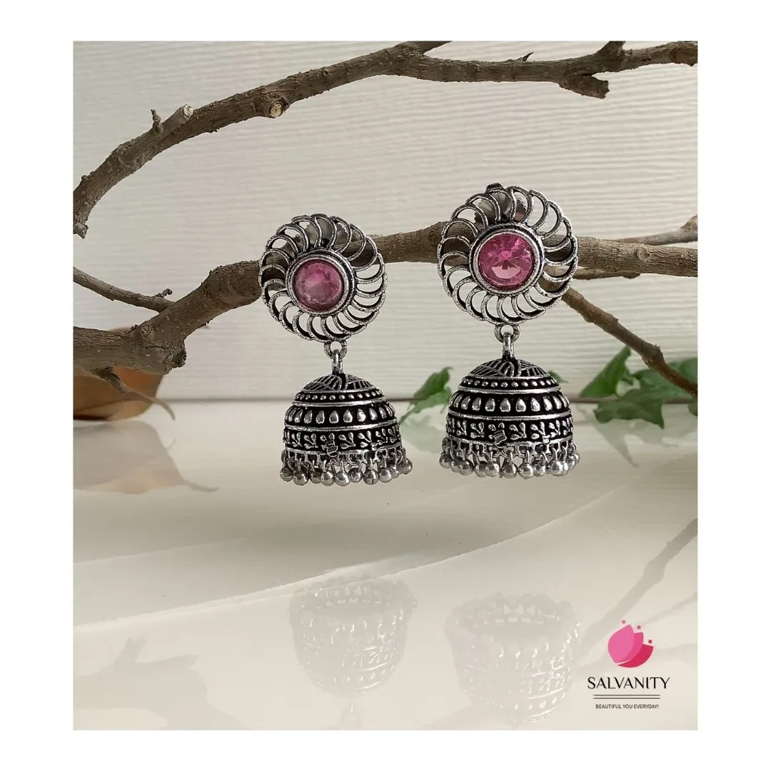 Salvanity German Silver Chakra Jhumki