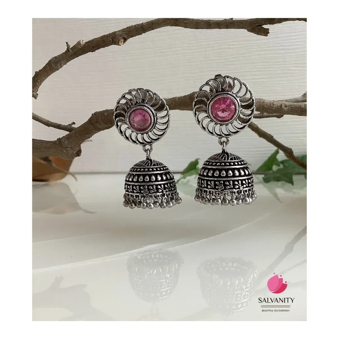 Salvanity German Silver Chakra Jhumki