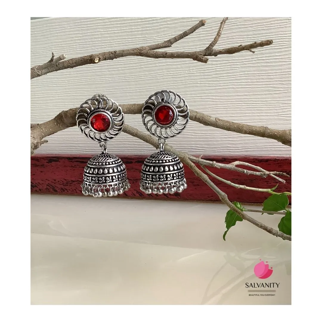 Salvanity German Silver Chakra Jhumki