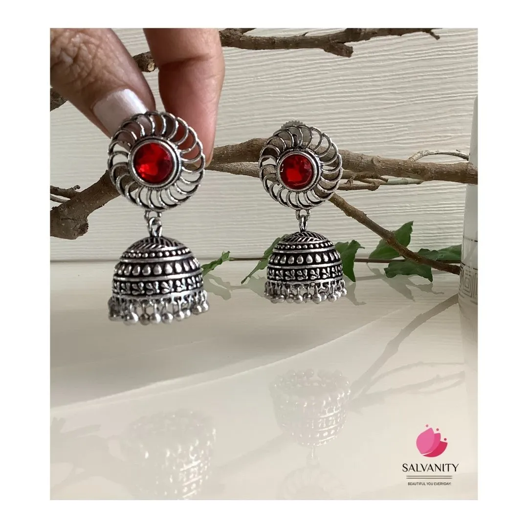 Salvanity German Silver Chakra Jhumki