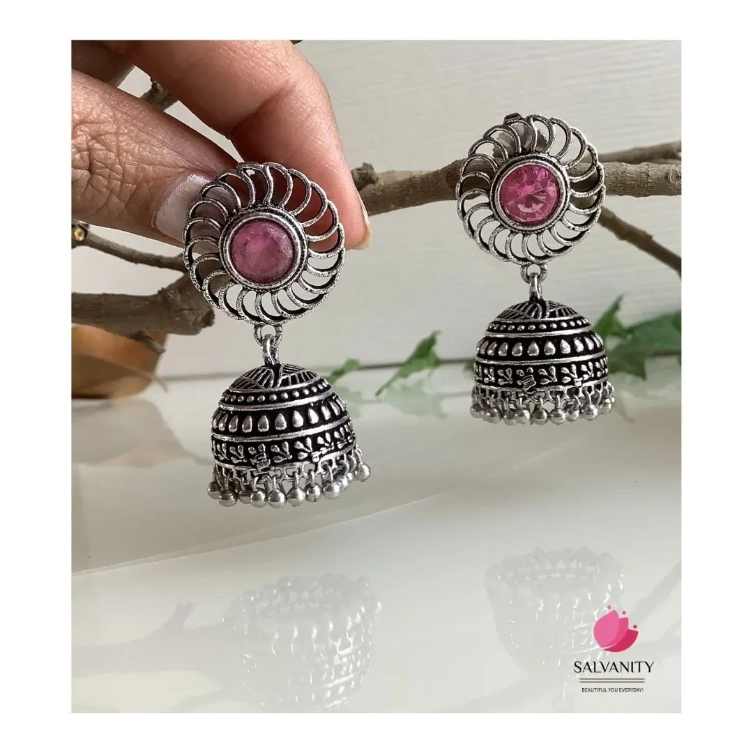 Salvanity German Silver Chakra Jhumki