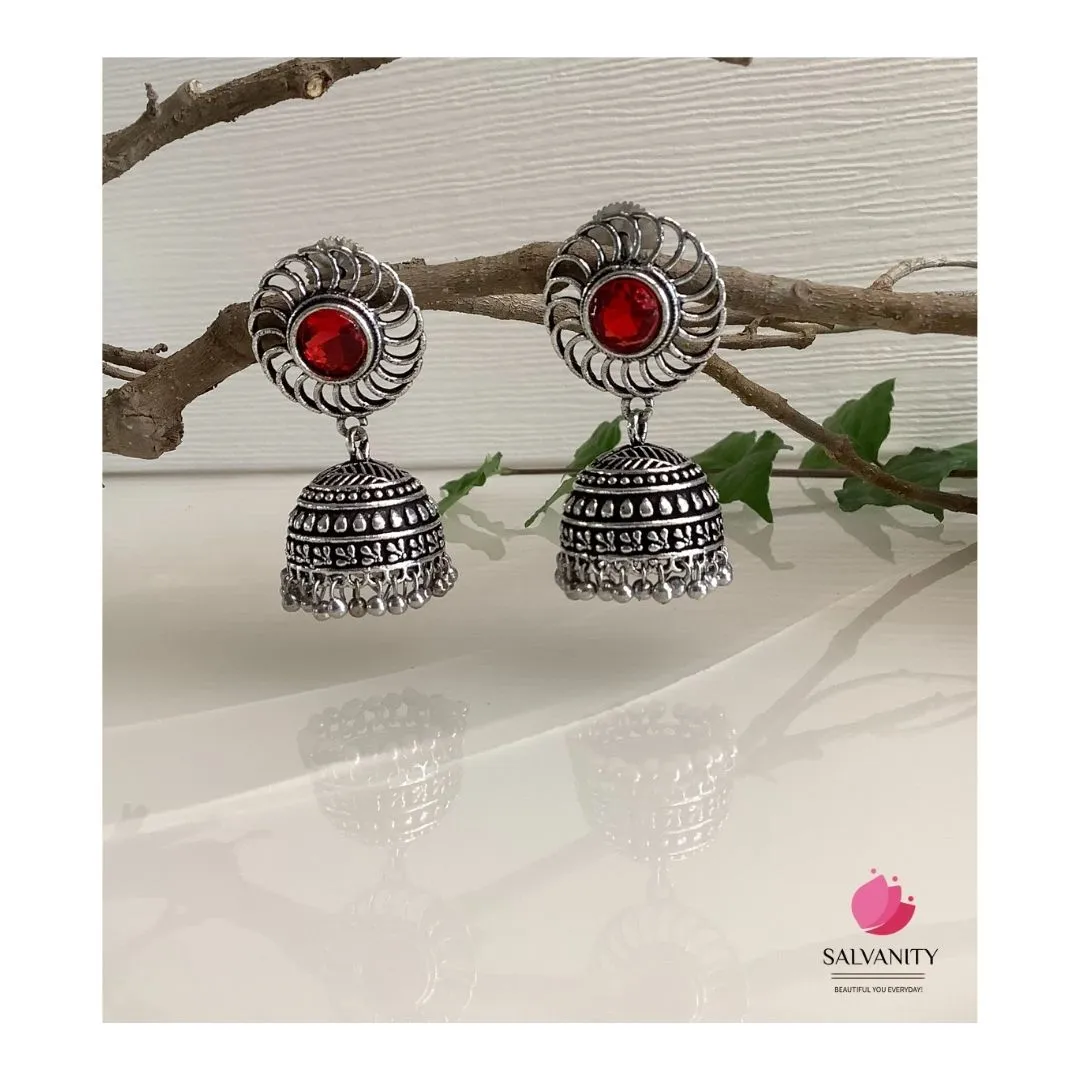 Salvanity German Silver Chakra Jhumki