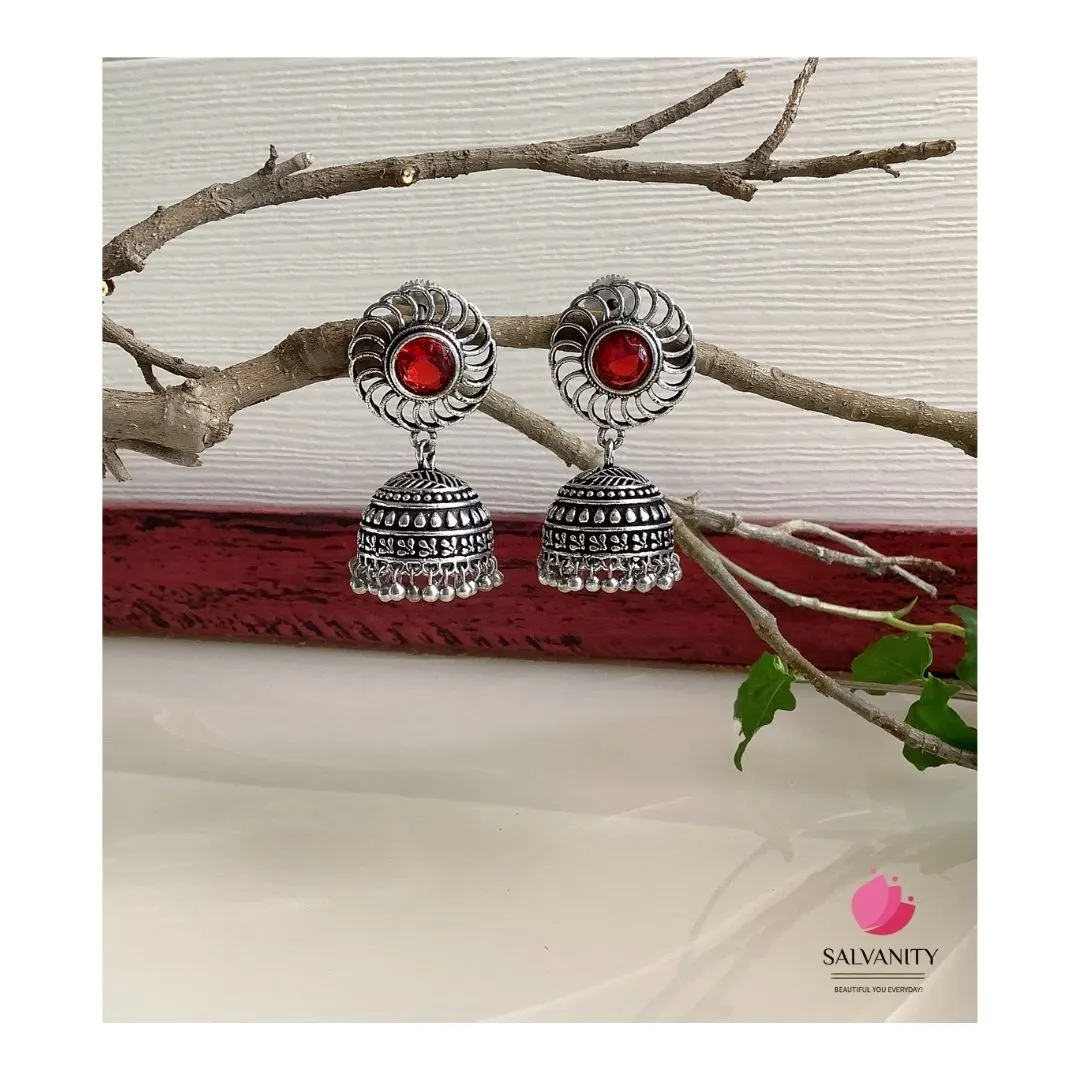 Salvanity German Silver Chakra Jhumki