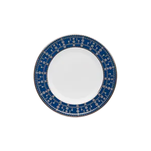 Set of 2 Bread and Butter Plates Tiara peacock blue platinum