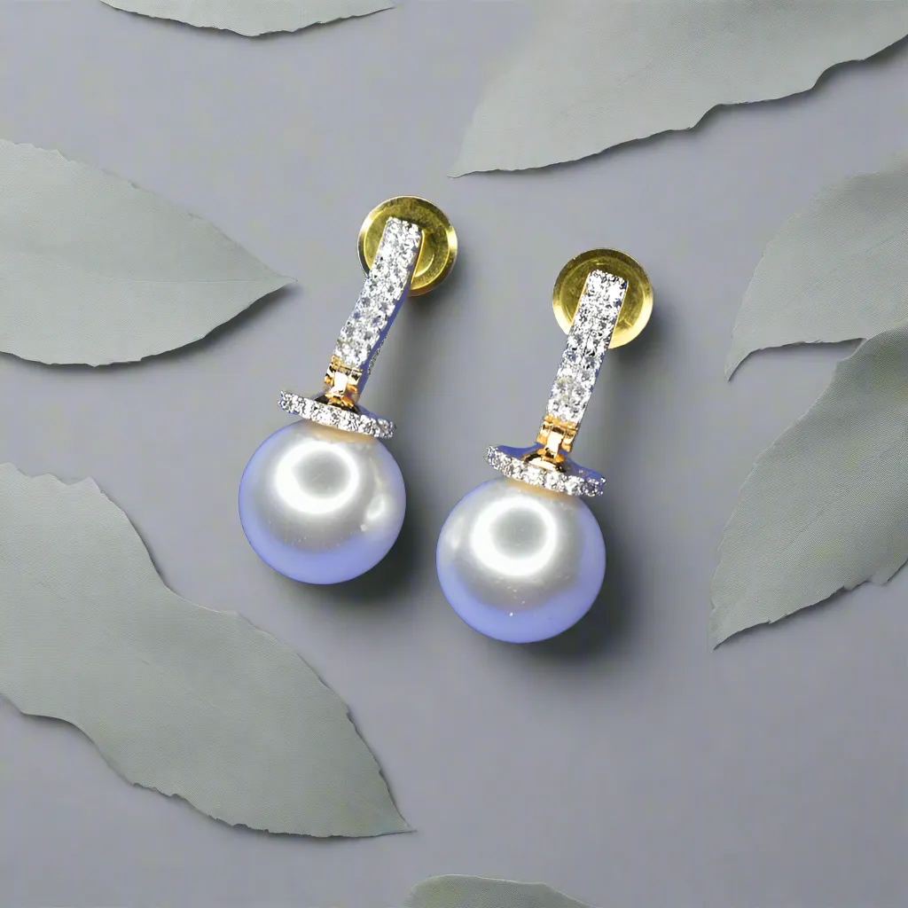 Shimmering Beauty: Pearls Drops CZ Earrings for Elegant Glamour"