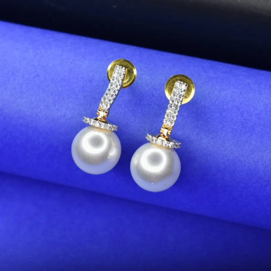 Shimmering Beauty: Pearls Drops CZ Earrings for Elegant Glamour"