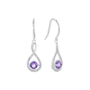 Silver Limitless Amethyst & Diamond Drop Earrings