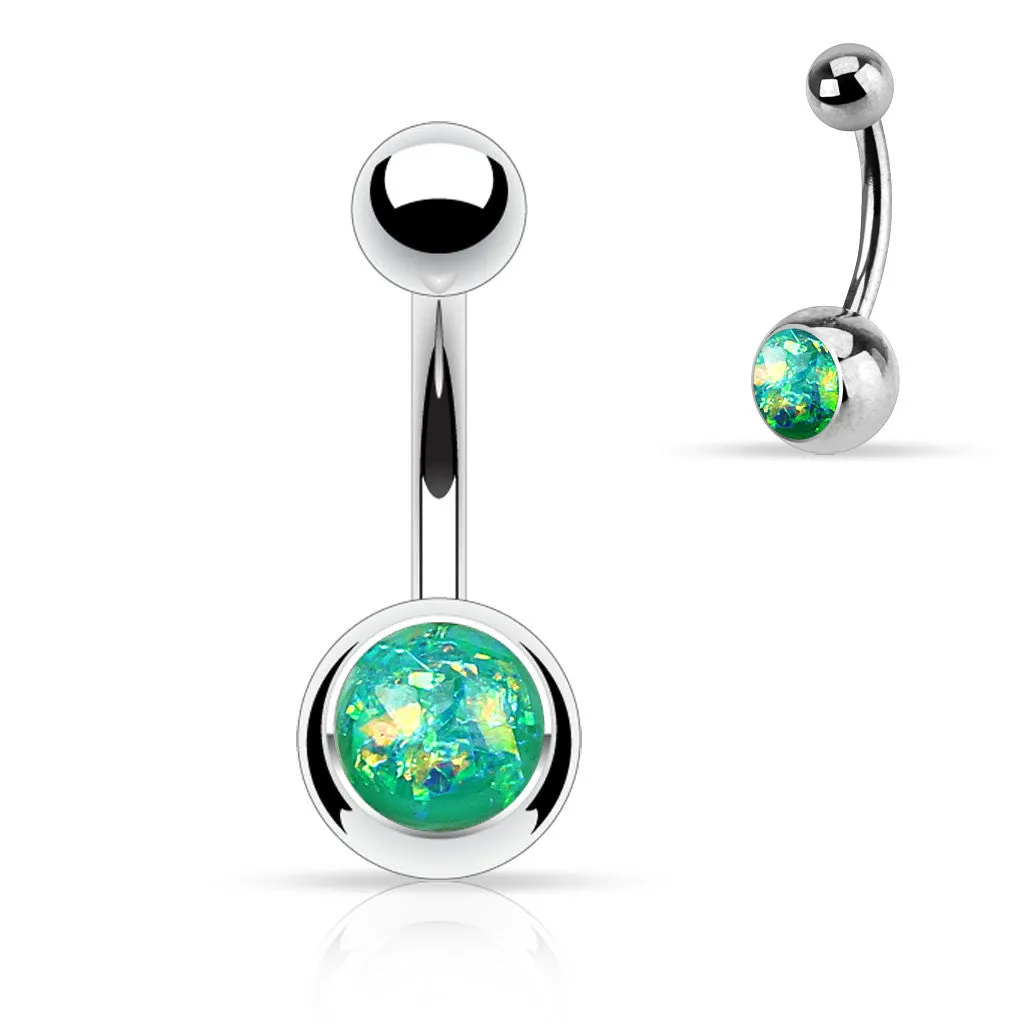 Single Gem Opal Gleam Classique Belly Bars