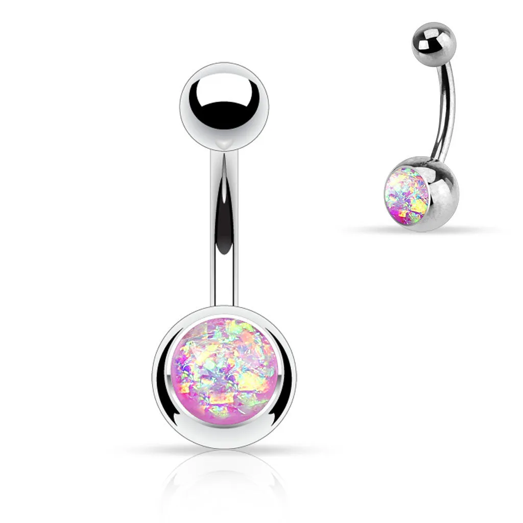 Single Gem Opal Gleam Classique Belly Bars