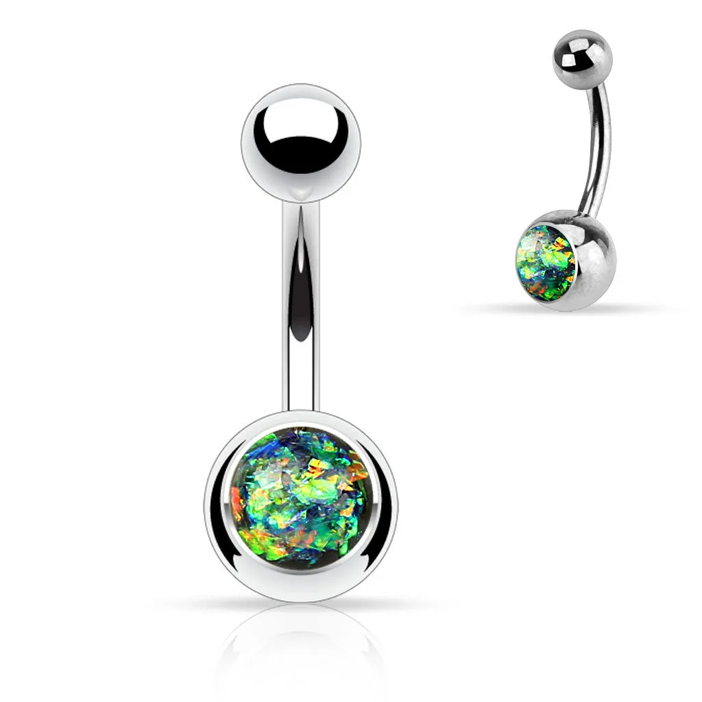 Single Gem Opal Gleam Classique Belly Bars