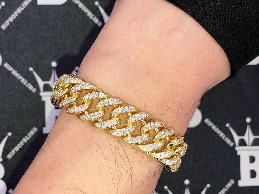 Skinny Cuban Link 15MM VVS Iced Out Hip Hop Bracelet