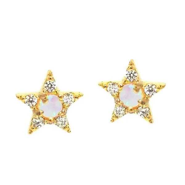 Star Studs with Opal Center