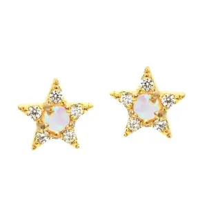 Star Studs with Opal Center