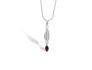 Sterling Silver Amethyst Marquise Pendant w/ 14KGP