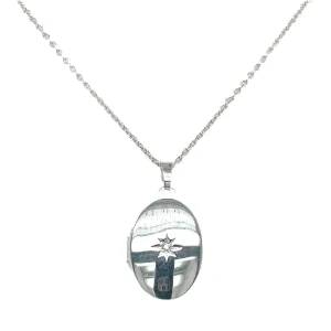 Sterling Silver Oval Locket With Diamond