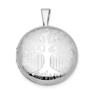 Sterling Silver Rhodium-plated Round Tree Design Locket