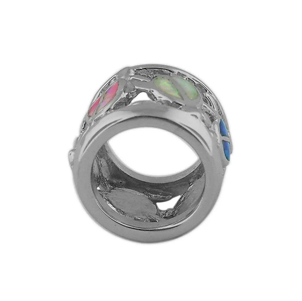 Sterling Silver Synthetic Opal Turtle Bead Charm/Pendant