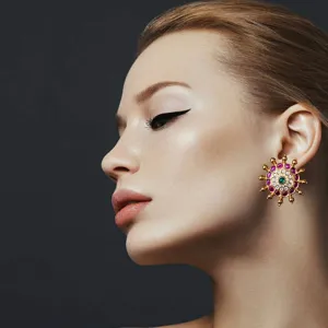 Studs Earrings with kempu & Czs By Asp Fashion Jewellery