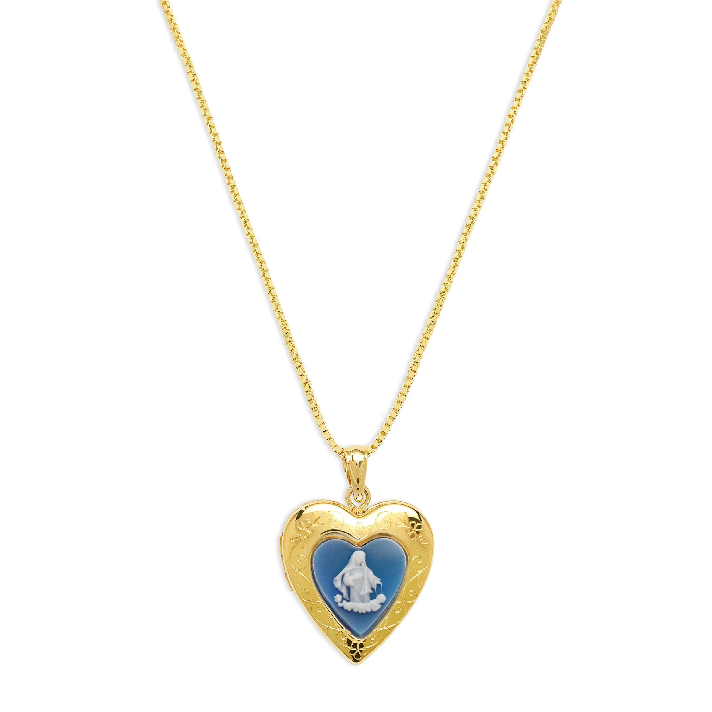 THE BLUE MARY PHOTO LOCKET NECKLACE