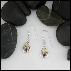 Trinity Knot Drop Earrings with Ruby