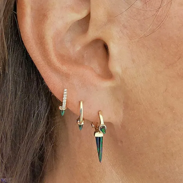 Triple Long Opal Spike Clicker Earring by Maria Tash in White Gold