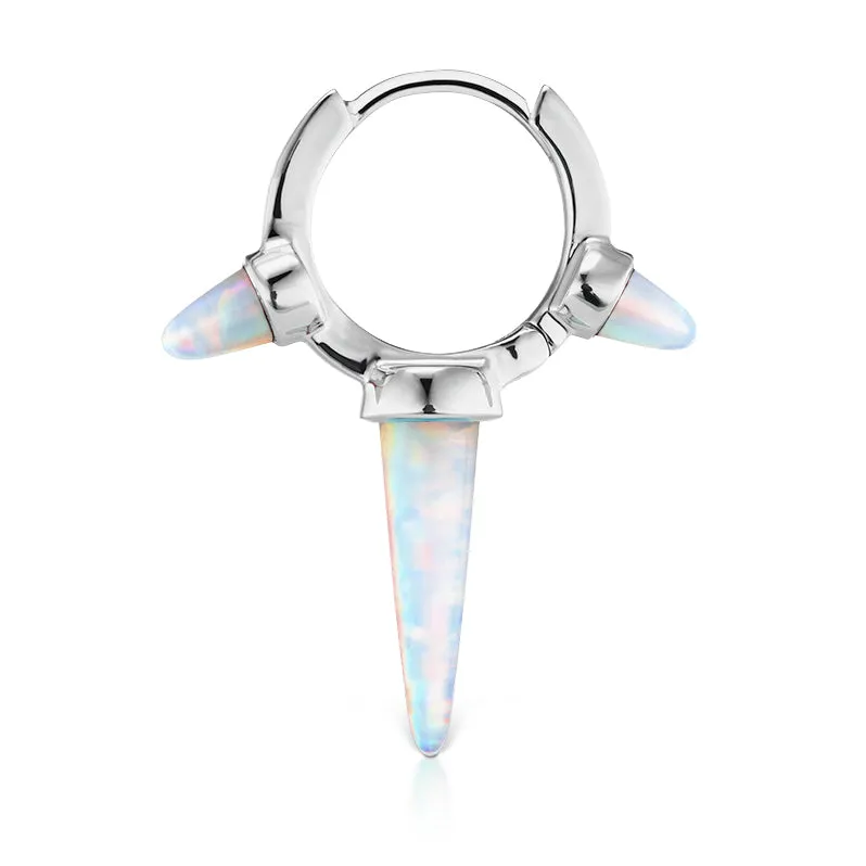 Triple Long Opal Spike Clicker Earring by Maria Tash in White Gold