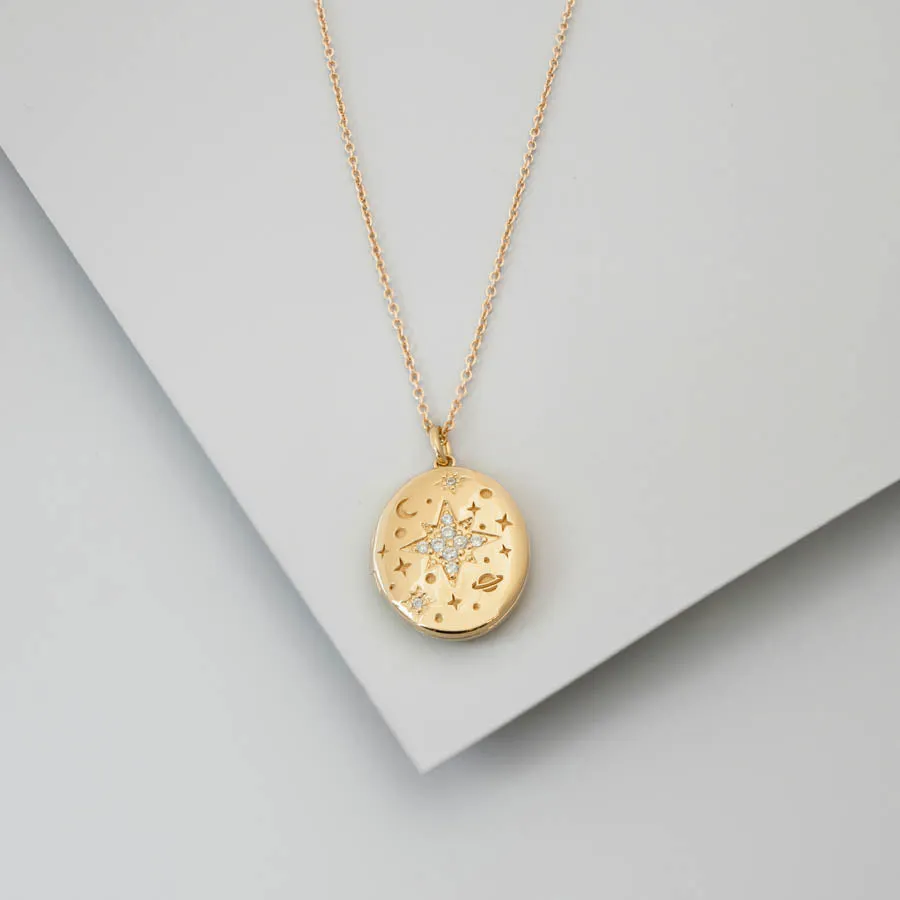 Universe 14K Gold Vermeil Locket Necklace