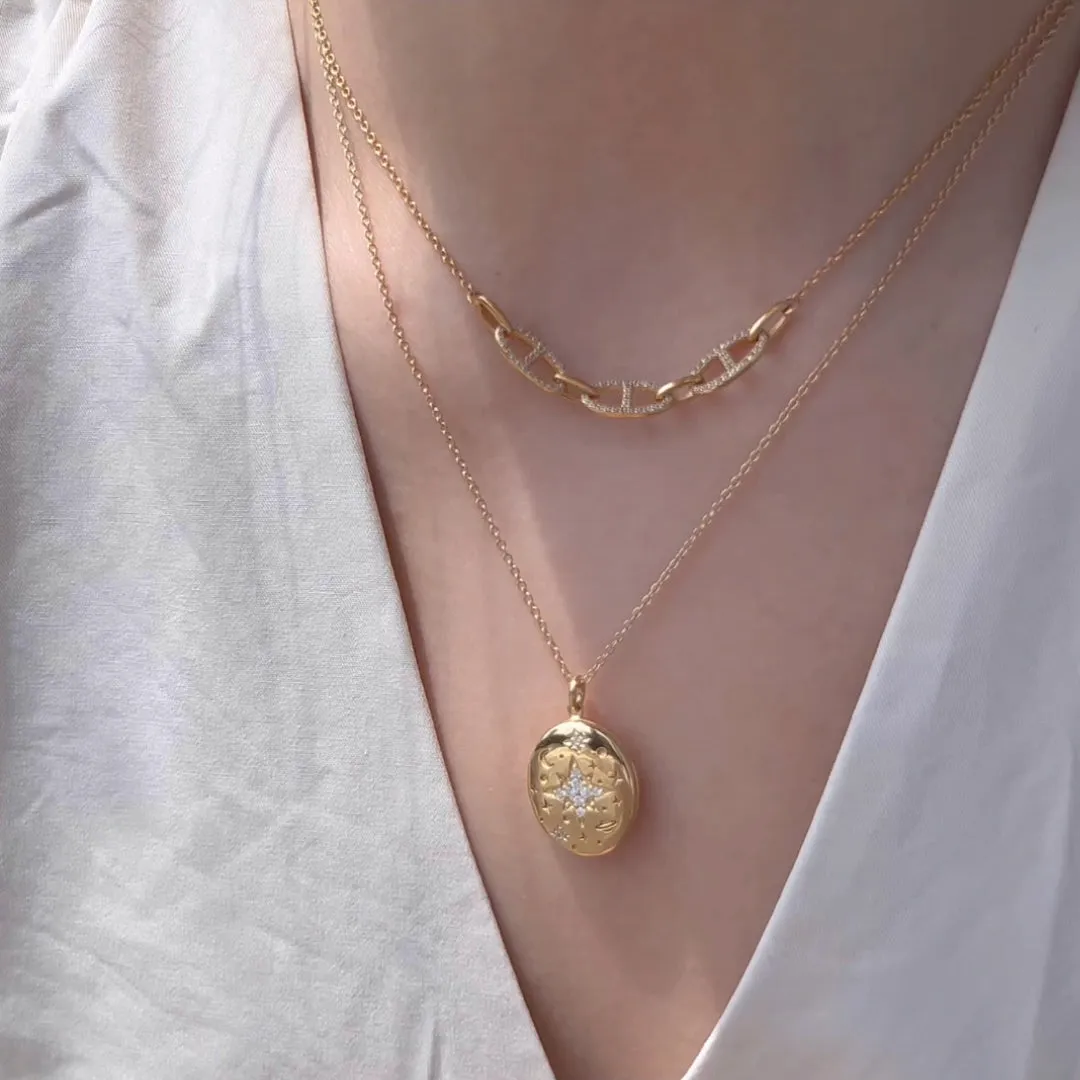 Universe 14K Gold Vermeil Locket Necklace