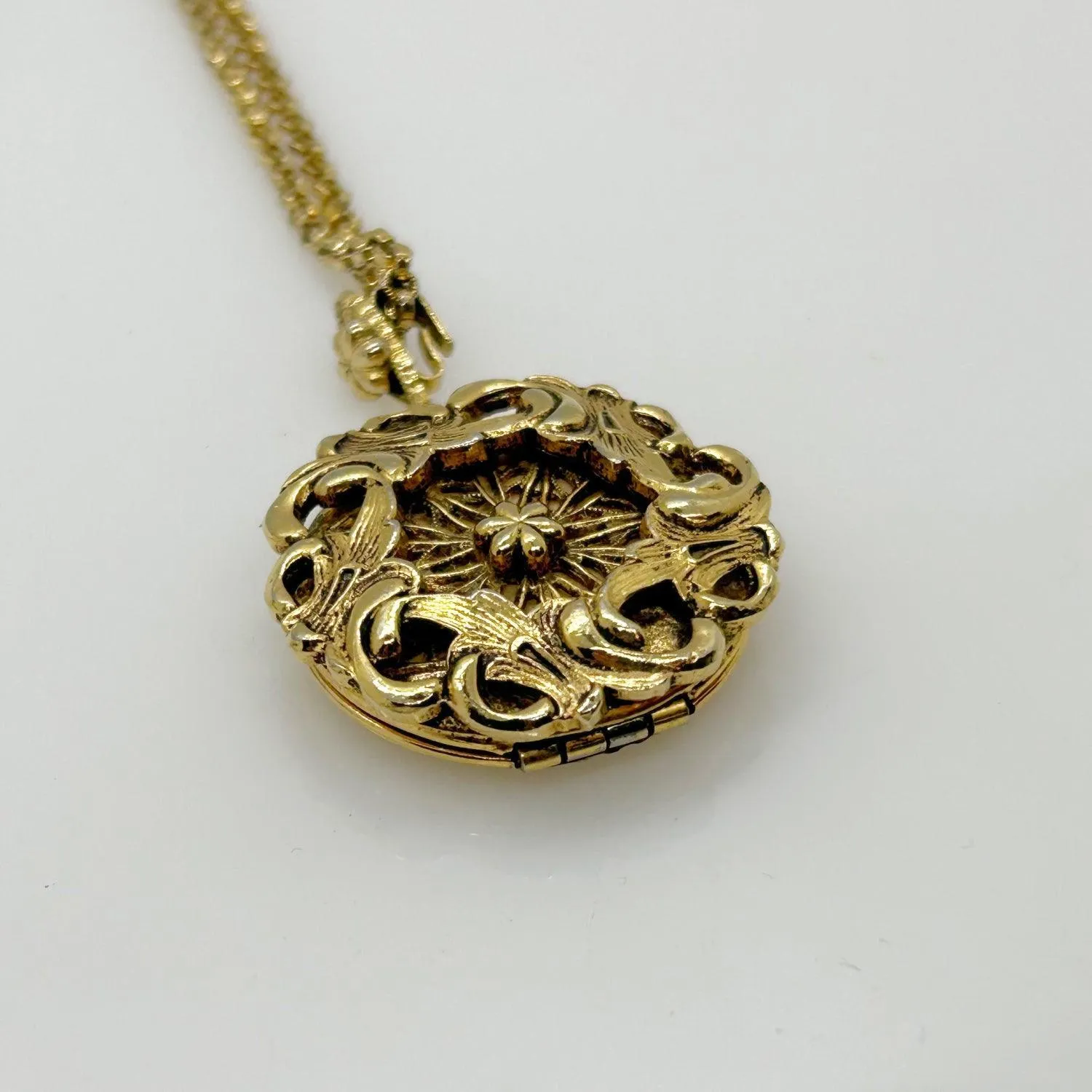 Vintage Round Fanciful Locket with Chain