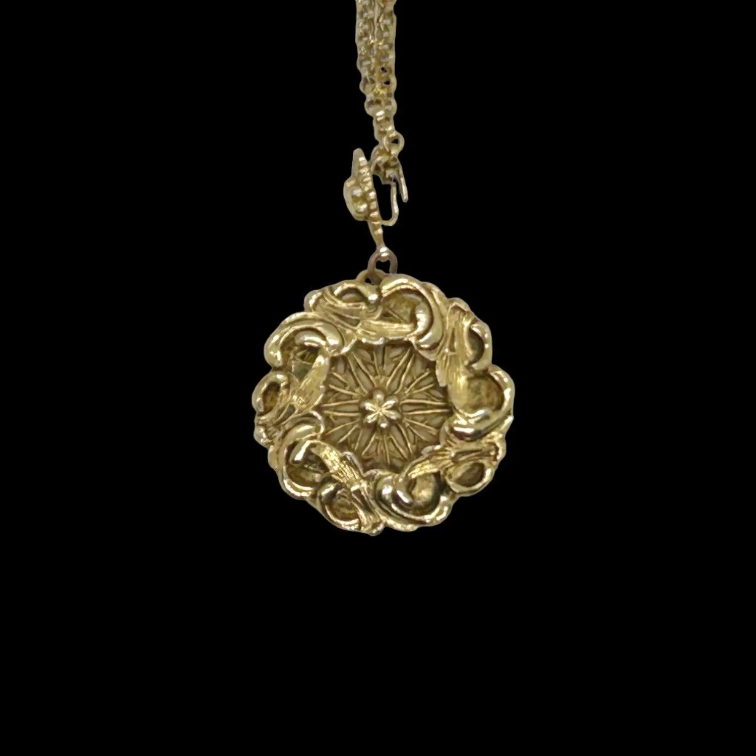 Vintage Round Fanciful Locket with Chain