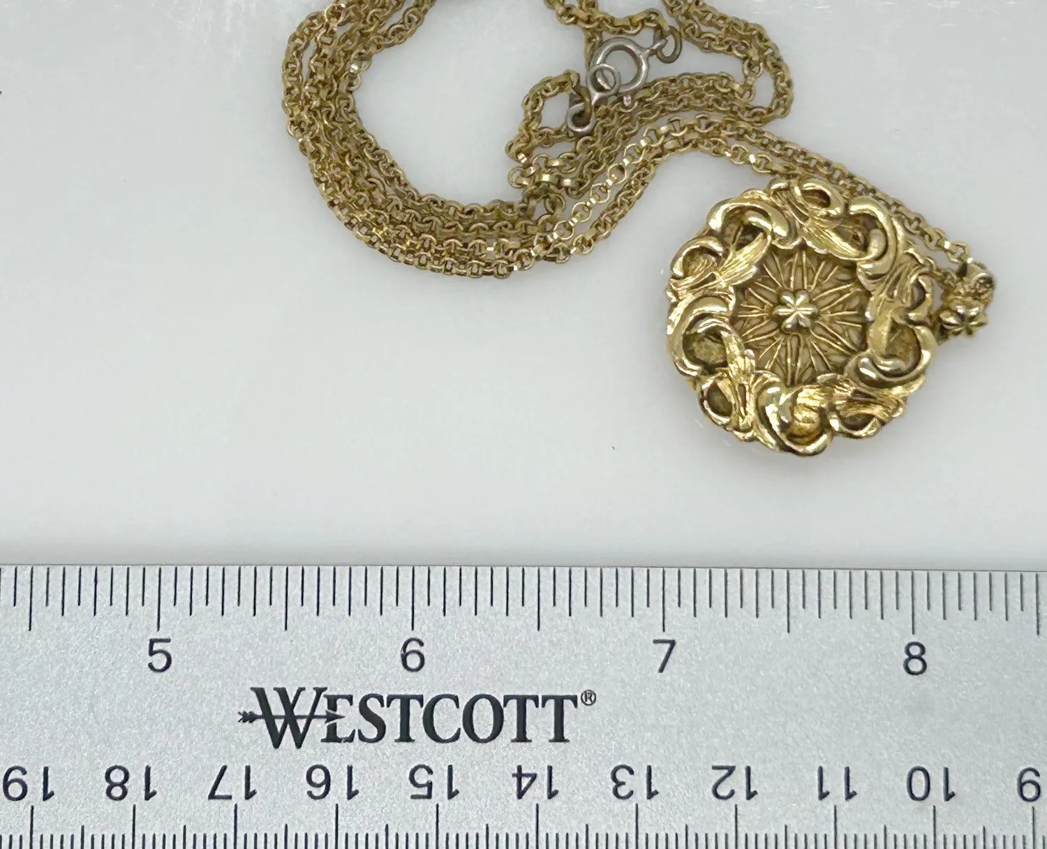 Vintage Round Fanciful Locket with Chain