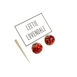 Vintage Ruby & Glitter Mosaic Gumdrop Stud Earrings