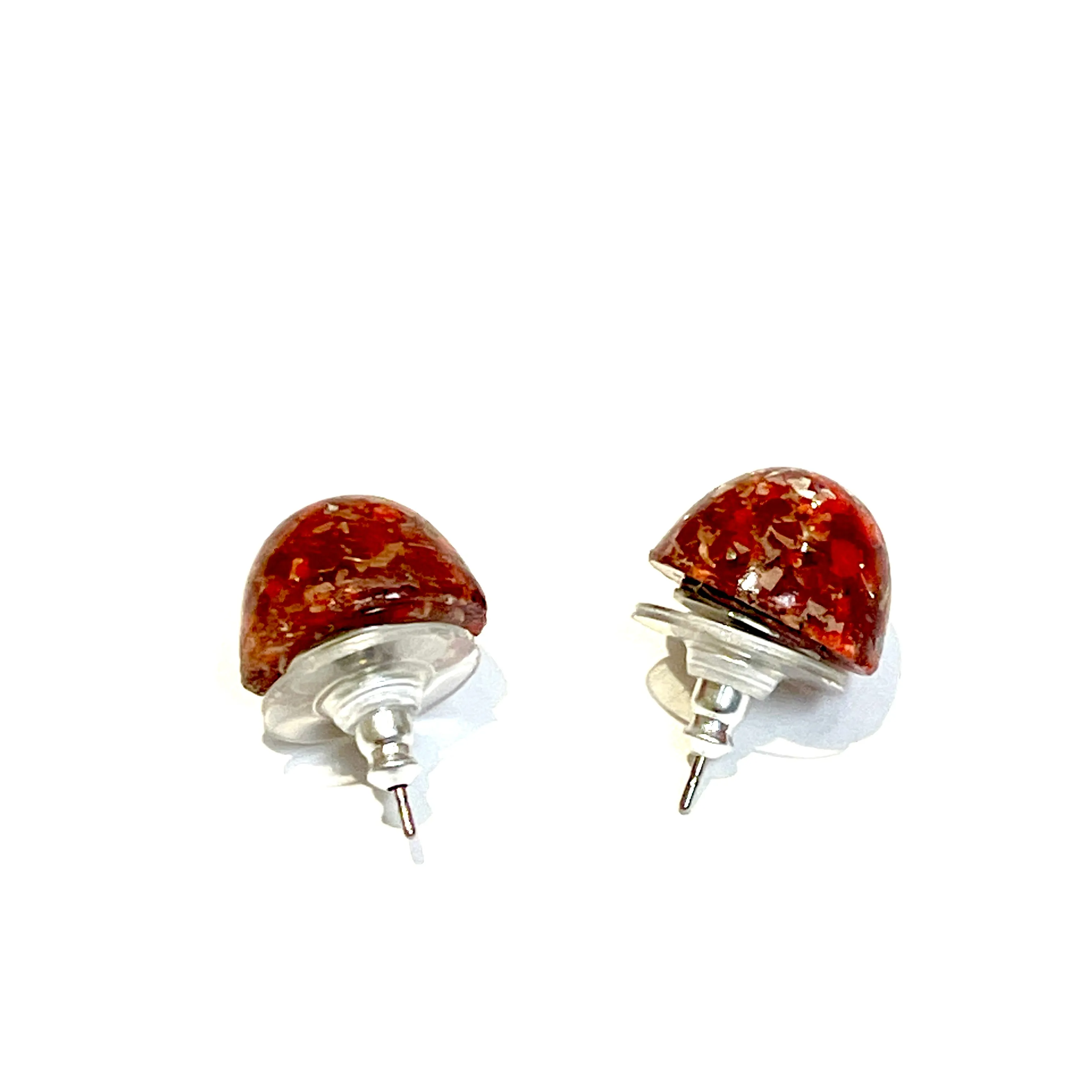 Vintage Ruby & Glitter Mosaic Gumdrop Stud Earrings