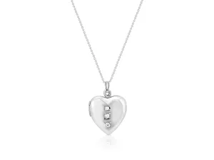 White Gold Diamond Heart Locket Pendant