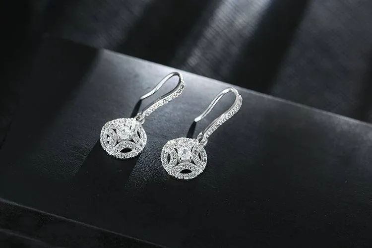 Zirconia Crystal Sterling Silver dangle drop  Earrings