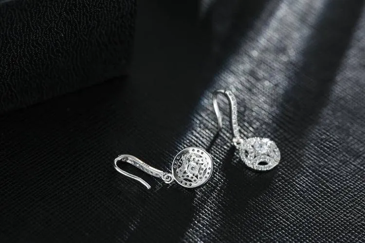 Zirconia Crystal Sterling Silver dangle drop  Earrings